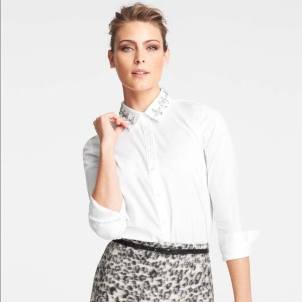 Rebecca Taylor White Beaded Shirt